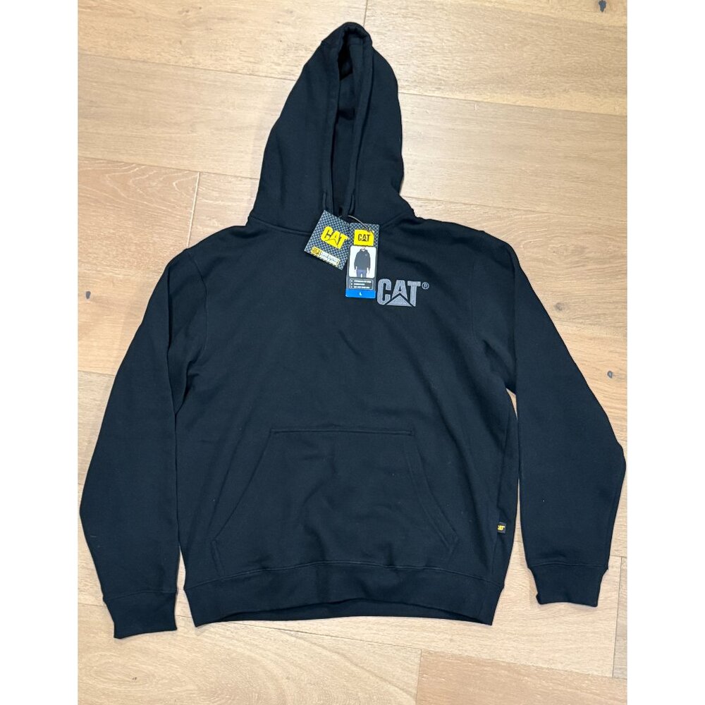 Caterpillar CAT Mens Size Large Embroidered Logo Hoodie - Black